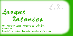 lorant kolonics business card