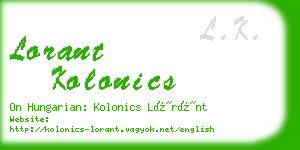 lorant kolonics business card